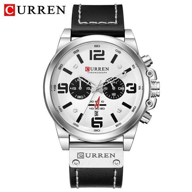 Horfa- Jam Tangan Pria Analog Tali Kulit Chronograph Curren 8314