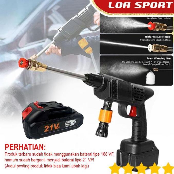 NEW Semprotan Air Cuci Mobil High Pressure Steam Sabun Baterai Cas 168 VF