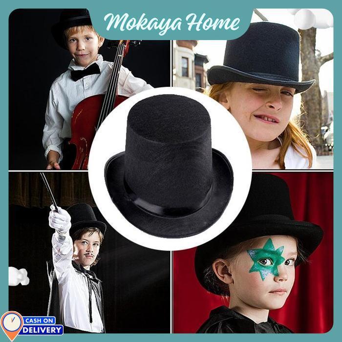 Mokaya Home - 16cm Tinggi Kualitas Tinggi Topi Sulap Hitam Dewasa