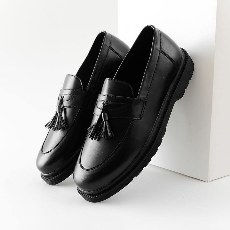 TERBARU UNION PRABU Sepatu Formal Pantofel Pria Casual Loafers Hitam Tali Kerja Kantor Kuliah Fashio