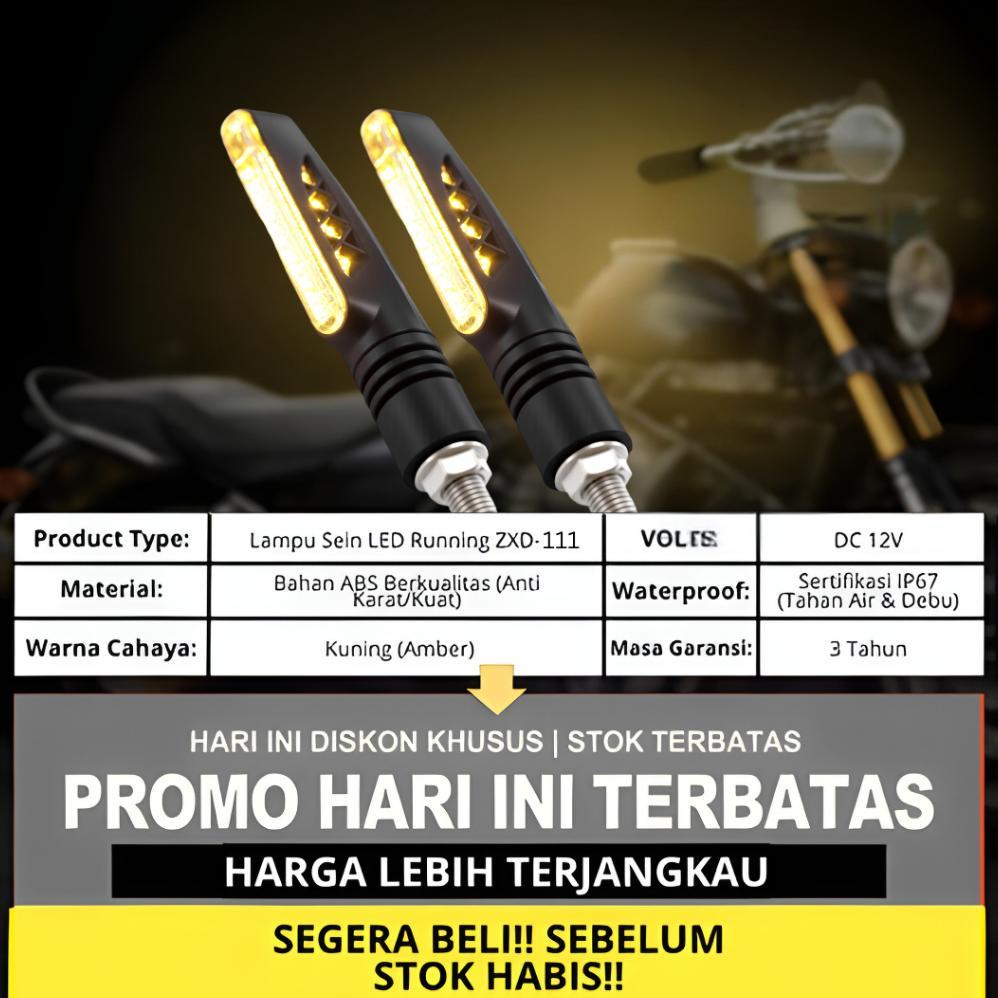 big promo ced lampu sein zxd-111 motor led - 12 chip kuning terang, universal 12v untuk semua motor