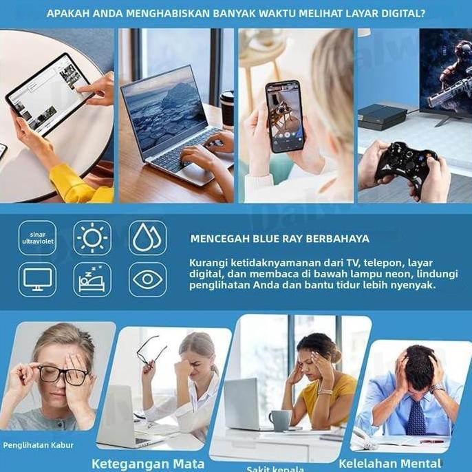 Anti-blue-rayDalwa Kacamata Anti Radiasi Fotokromik Unisex Dalwa Lensa Bulat 3-in-1 Anti Sinar Biru 