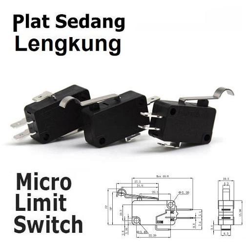 BA-23C2 Micro Limit Switch Besar KW 16(5)A 250VAC 7-5 Tuas Gagang Ujung Lengkung Saklar Pintu Lampu 