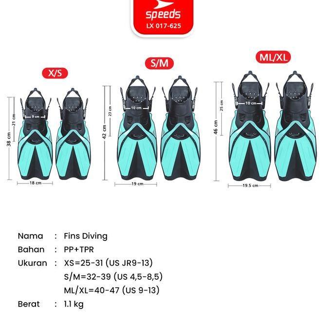 SPEEDS Kaki Katak Renang Snorkeling Fins Diving Kaki Selam Fleksibel Perlengkapan Alat Menyelam Pera