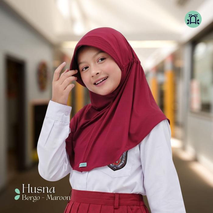 Applekidz Kerudung Bergo Anak Sekolah Usia 6-14 Tahun Hijab Instan Tali Serut Little Husna Muslim Re
