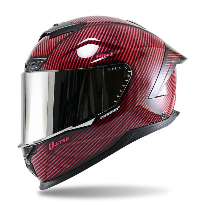 Helm Full Face Helm Jitsu Air 1 Motif Carbon Visor Silver Motorcycle Sporty