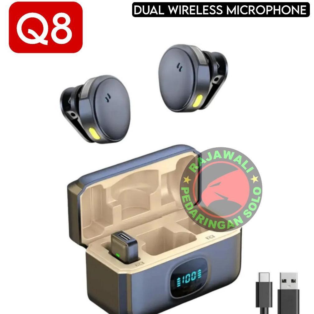 Gratis Ongkir Microphone Wireless Q8 Dual Clip On | Mic Hp Iphone Android Type-C | Mic Kamera Vlog P