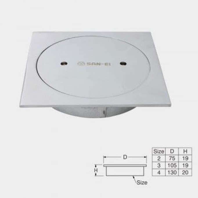 San-Ei Square Floor Clean Out 3 Inch Hn 59 Tutup Septic Tank Hn59 Kuningan Lapis Chrome Anti Karat M
