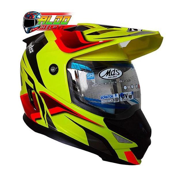 HELM MDS SUPER PRO MOTIF #2 YELLOW FLUO / HELM CROSS / HELM FULL FACE / HELM BALAP