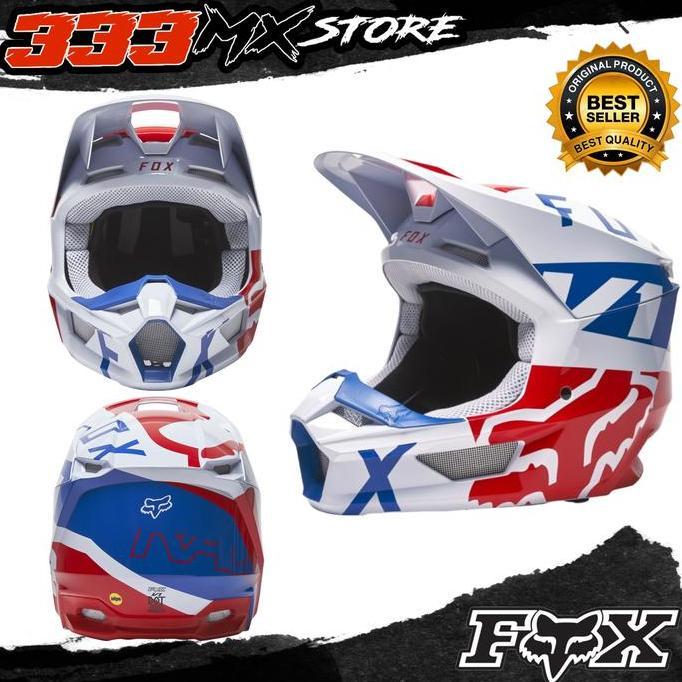 FOX V1 SKEW BLUE RED HELM CROSS FOX V1 SKEW BLUE RED HELM MOTOR FOX V1 SKEW BLUE RED HELM TRAIL FOX 