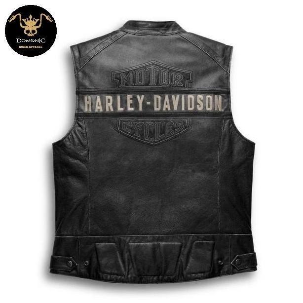 VEST JAKET KULIT MOTOR HARLEY DAVIDSON KUALITAS ORIGINAL kode JVM30
