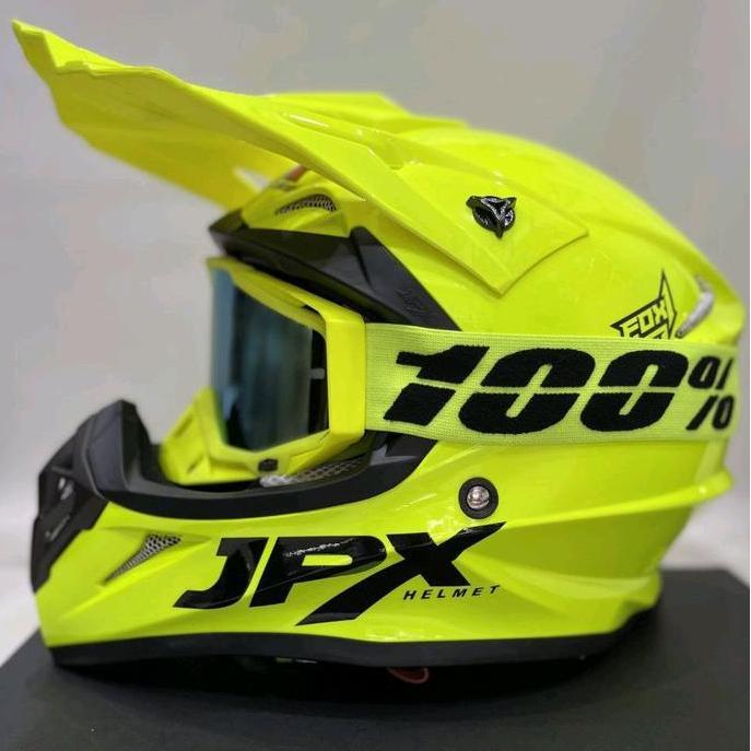 Jpx Fox1 Solid Yellow Glossy Helm Cross Trail Jpx Helmet Motorcycle