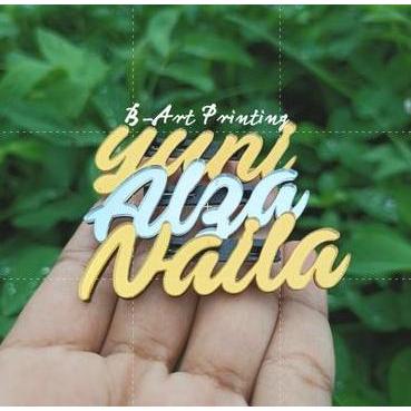 Bros Nama Sendiri/Bros Hijab/Bros Akrilik Mirror Gold Pin Bross Akrilik Gold Silver dan Rose Gold Br