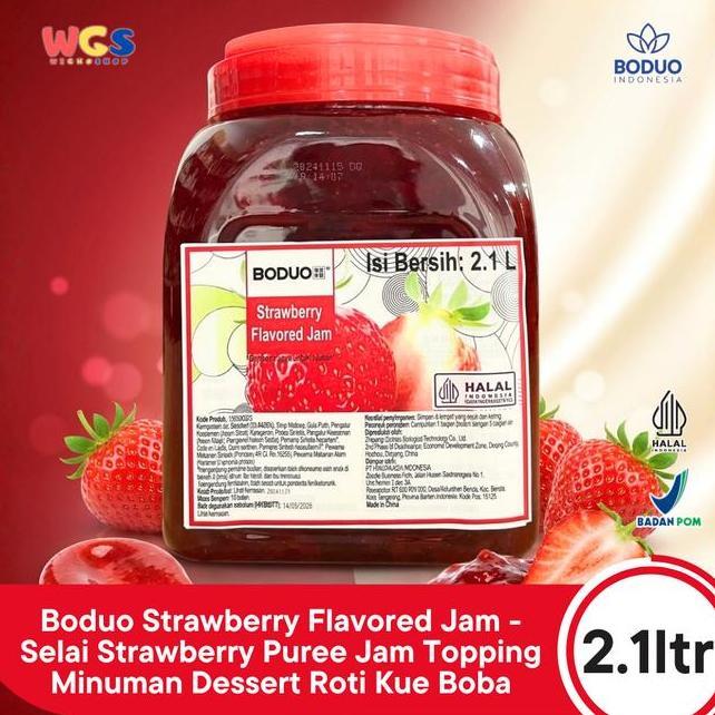 Boduo Strawberry Flavored Jam 2.1L Selai Strawberry Puree Jam Topping Minuman Dessert Roti Kue Boba