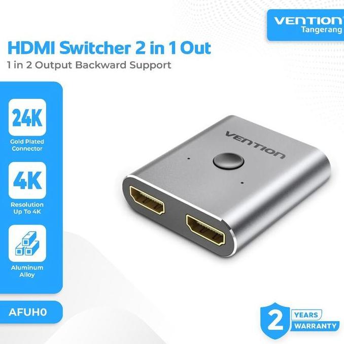 VENTION AFUH0 HDMI Switcher 2 In 1 Out Backward Support 1 In 2 Out Bi-Direction Switc Support 4K 2K 