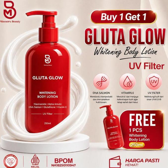 NV [2PCS] NEW REVOLUTION GLUTA GLOW RED BY MIAMORE BEAUTY, DENGAN TAMBAHAN ALPHA ARBUTIN EXTRA.