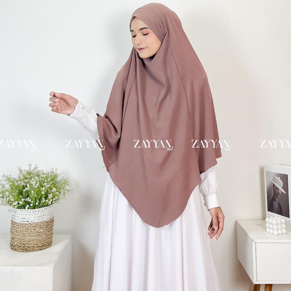 big promo zayyan. french khimar mecca crinckle size l & xl premium hijab