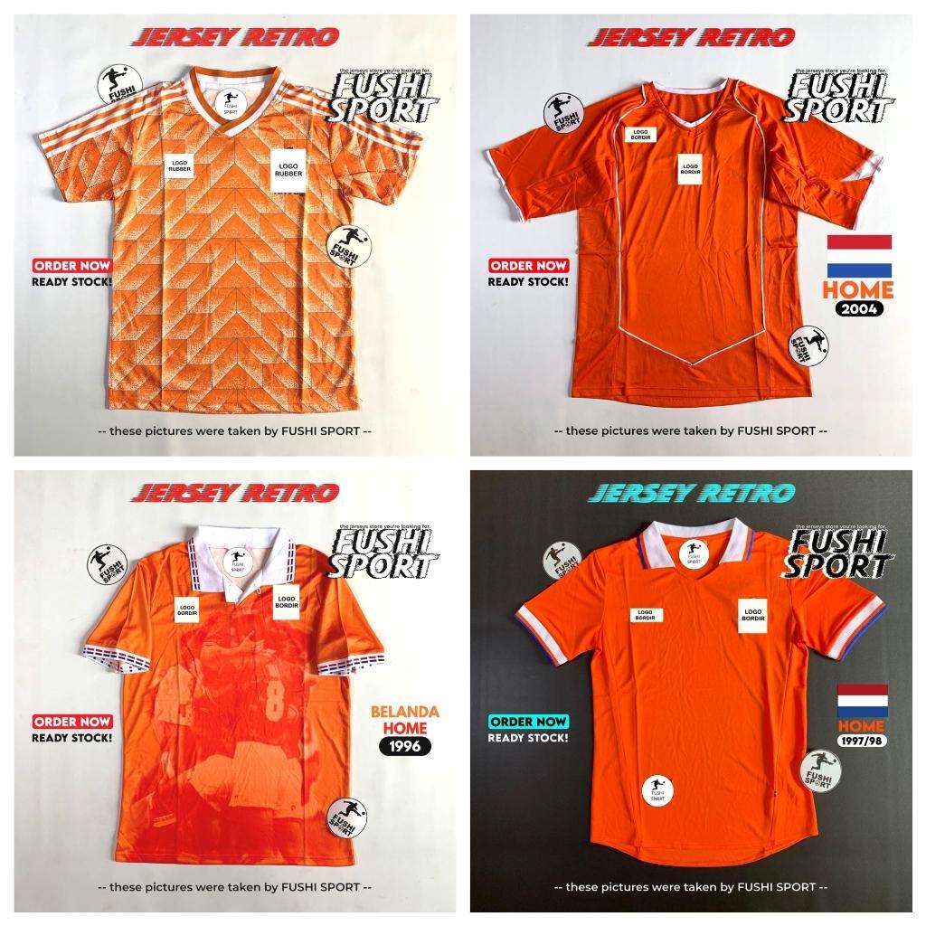 Jersey Bola Belanda Home Retro Bahan Adem S-3Xl