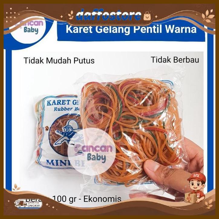 Karet Gelang Pentil Warna Mini Bee 100G Ikat Rambut Pengikat Bungkusan Viral