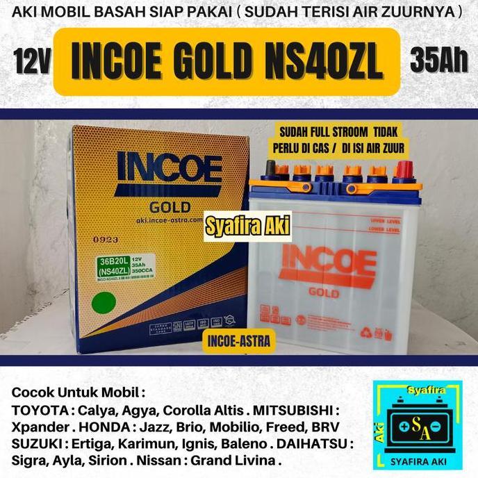Aki Mobil Nissan Grand Livina -Datsun Go NS40ZL INCOE GOLD Aki Basah