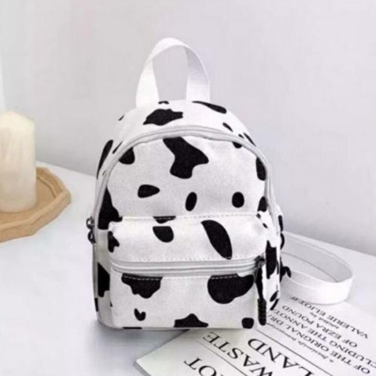 Tas Ransel wanita mini motif sapi kekinian