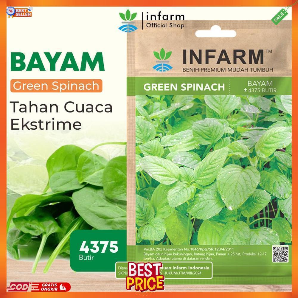 INFARM - Benih Sayur Bayam Hijau, Bibit Super Sayur Bayam Hijau Daun Lebat Bibit Unggul Mudah Tumbuh