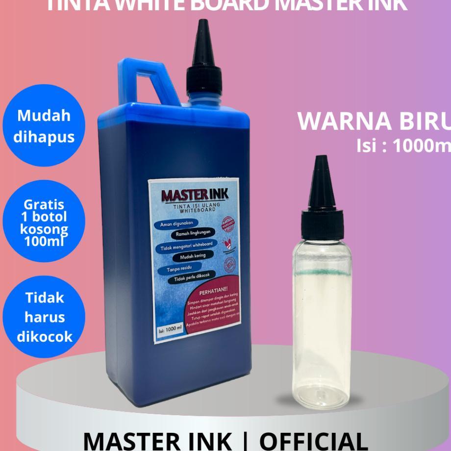 Tinta Spidol Whiteboard Master Ink Tinta Isi Ulang Spidol Master Ink Biru 1000Ml