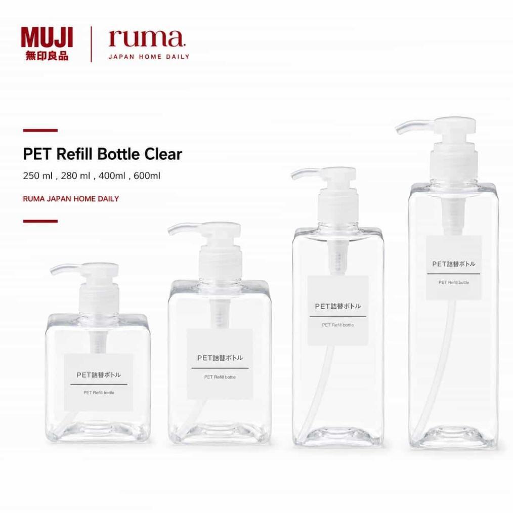 Muji Refill Bottle Pet Clear Botol Isi Ulang Sabun Kamar Mandi