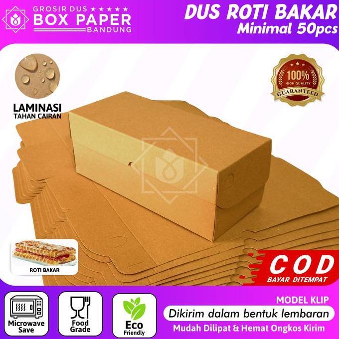 (50 pcs) Dus Roti Bakar Bandung Box Kraft 290gsm Kotak Kue Brownies Donat Bomboloni Kitchenware