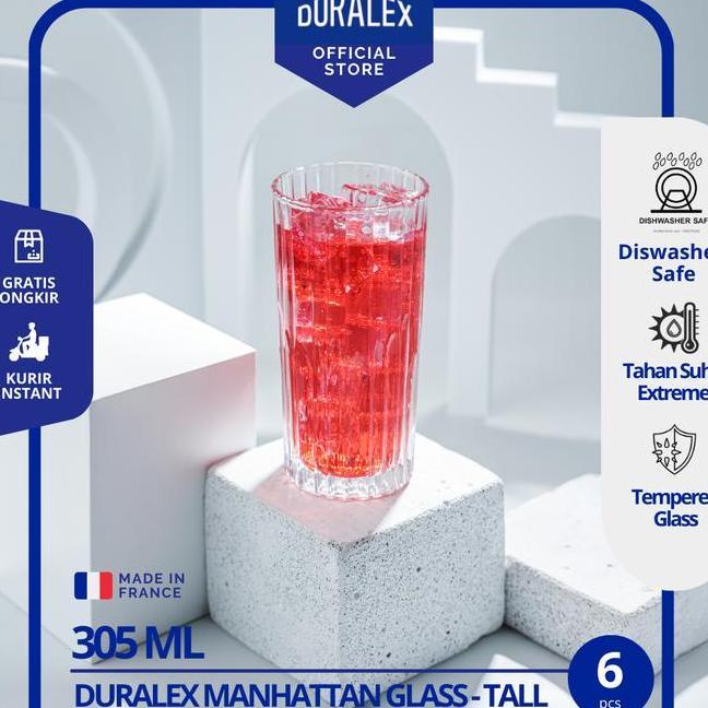 Duralex Manhattan Gelas Jus Uk 305Ml Tempered Glass Set Of 6