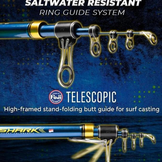 TERBARU - joran pancing daido blue shark antena surf pantai full ring fuji Full