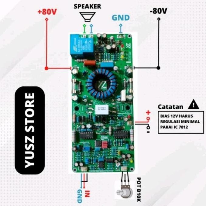 Kit D1K5 Pro Full fitur 130Vdc Class D 1k5 Power Amplifier