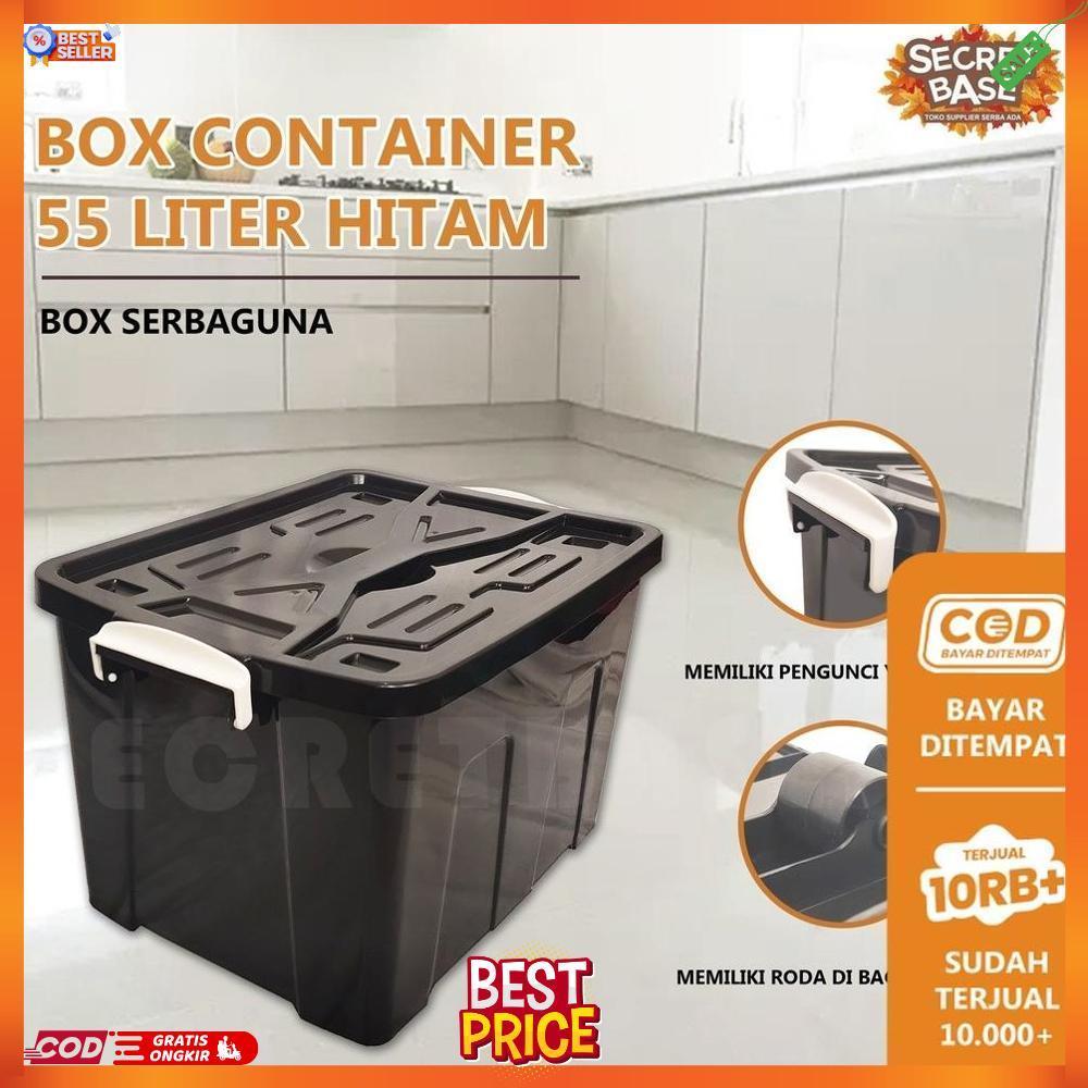 BOX CONTAINER 55 LITER + RODA - Kontainer Box Plastik / Container Box Besar