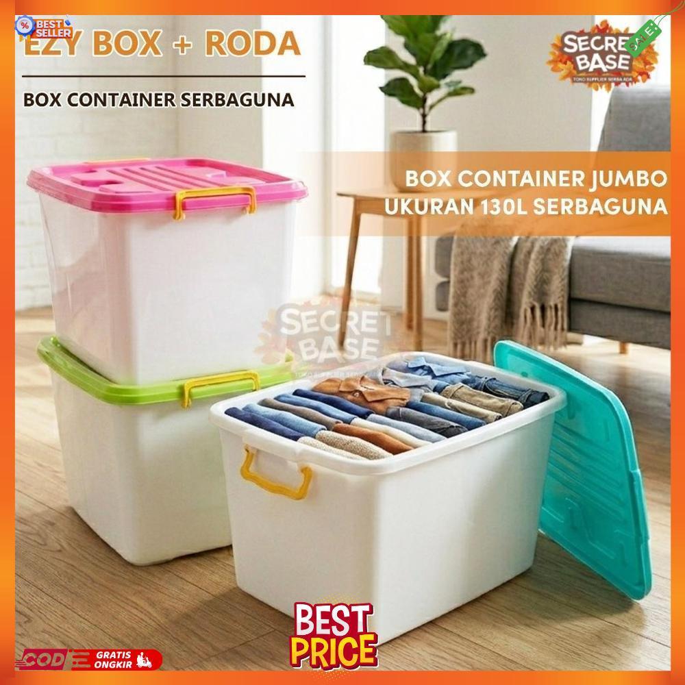 EZY BOX CONTAINER 130 LITER + RODA - Box Container / Kontainer Box Plastik / Box Jumbo 150 Liter