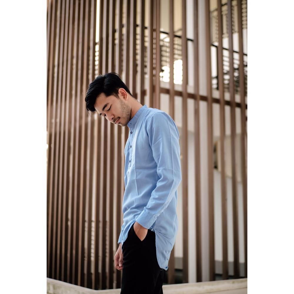 BESTPROMO BAJU KOKO KURTA LENGAN PANJANG WARNA BIRU MUDA BIRU LAUT ADA BIG SIZE BANYAK WARNA