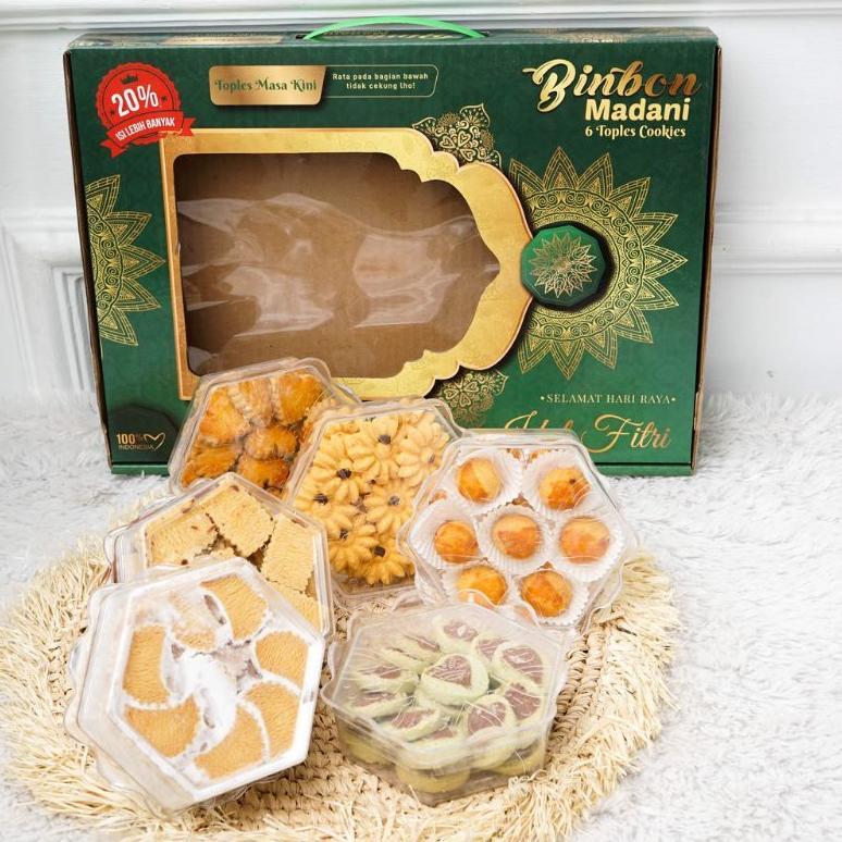 BESTPROMO binbon madani toples datar / hempers / kue kering / kue lebaran / parcel / ready kota pada