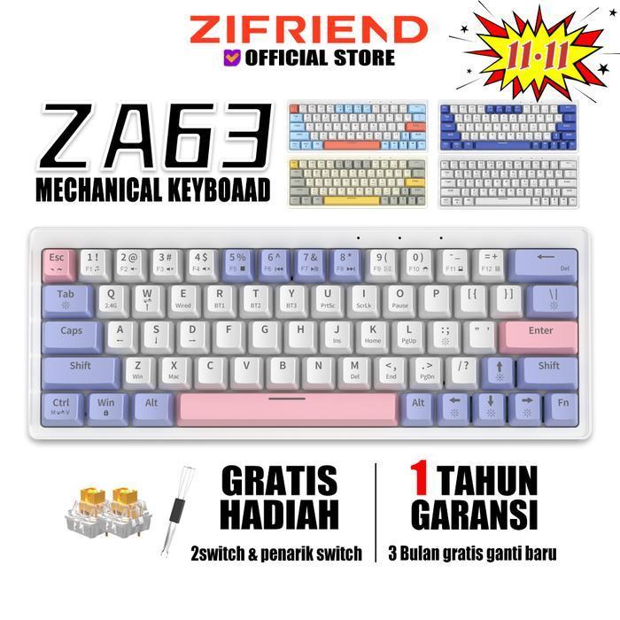 ZIFRIEND ZA63 63 Keys Hotswap Wireless Mechanical Keyboard 3 modes
