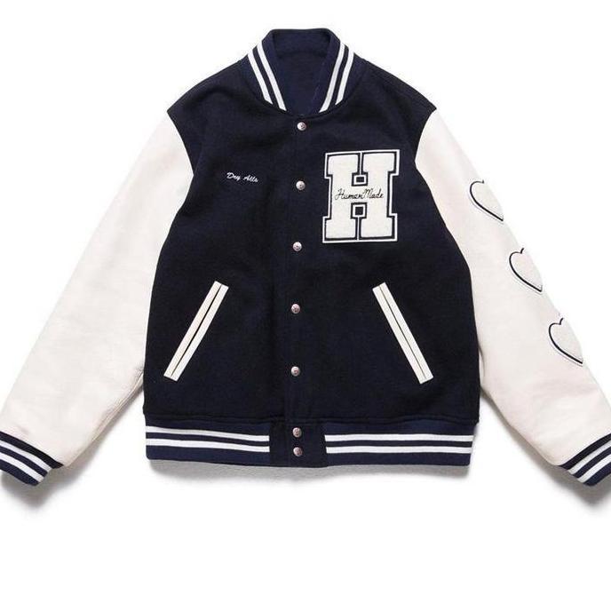 PREMIUM / Jaket Baseball Big Size ( S - 6Xl )Varsity H Human Made (Sablon) Jaket Varsity Bisbol Kanc