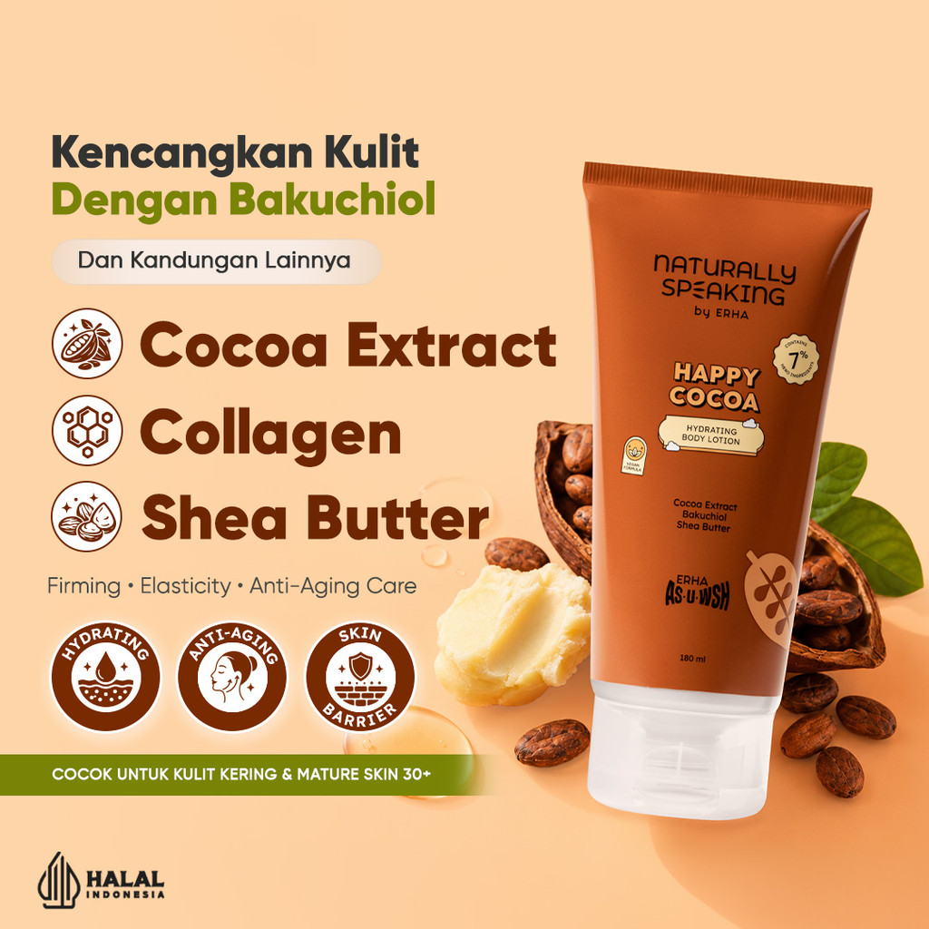 ERHA Body Lotion Whitening with Bakuchiol Collagen Anti Aging, 6 Ceramide, Cerah dalam 2 Minggu Coco