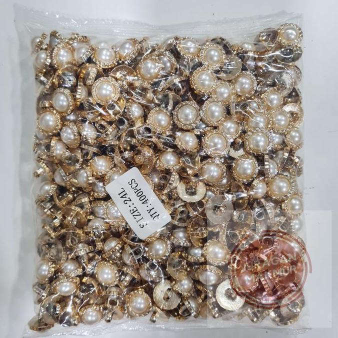 Costurar - Kancing Baju Mutiara Bunga List Emas - Kancing Baju Motif Mutiara 18L (1.15Cm), 20L (1.2C