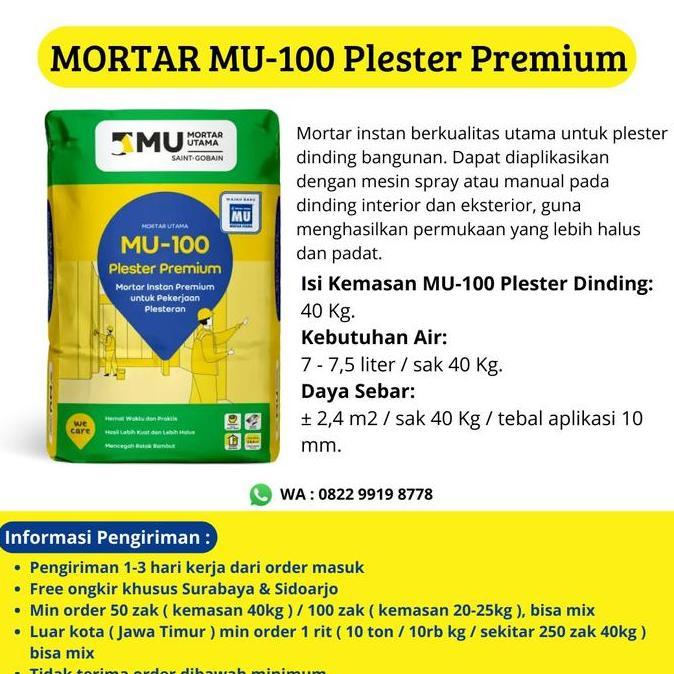 HARGA DISC - MU 100 Mortar Utama MU100 plester premium
