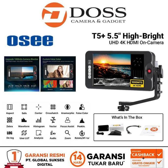 Osc - Osee T5+ 5.5" High-Bright Uhd 4K Hdmi On-Camera Monitor Kit