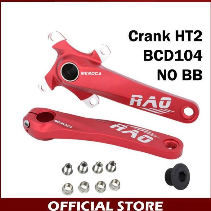 MEROCA RAO CRANKSET TANPA BB HT2 CRANK SET HOLLOWTECH BCD 104 MERAH READY