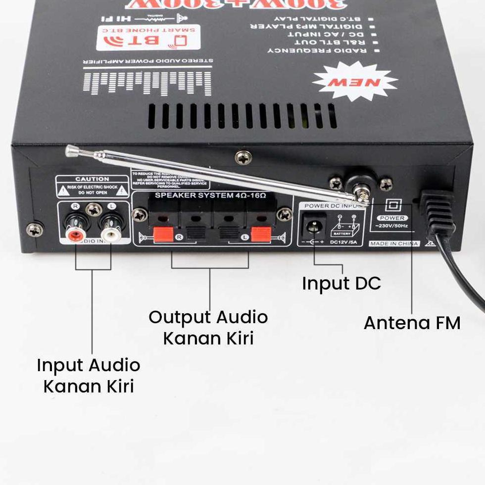 Amplifier Stereo Bluetooth EQ  Home Theater 2 Input Mikrophone FM 800W BT-309A 600W BT-298A BT-198E