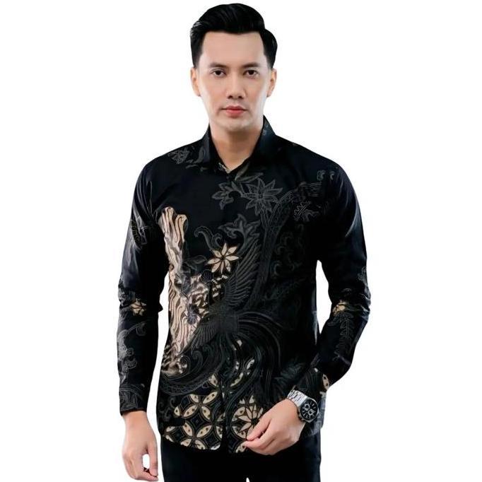 PREMIUM / Bintan Kemeja Batik Pria Lengan Panjang Ukuran M L XL XXL Baju Kerja Cowok Keren Motif Uni