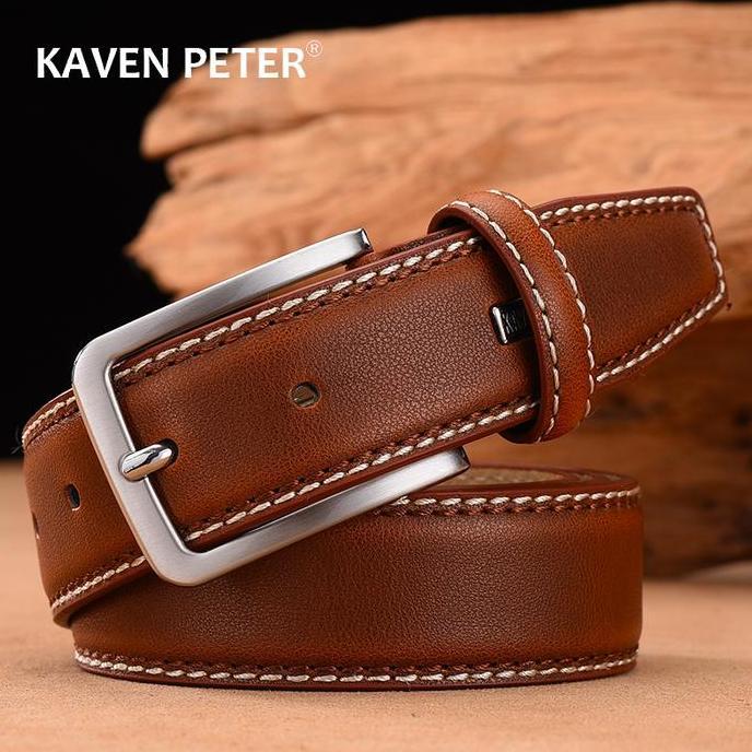 PREMIUM / New Fashion Classic Vintage Pin Buckle Leather Belt Male Belt Men Cow Genuine Leather Luxu