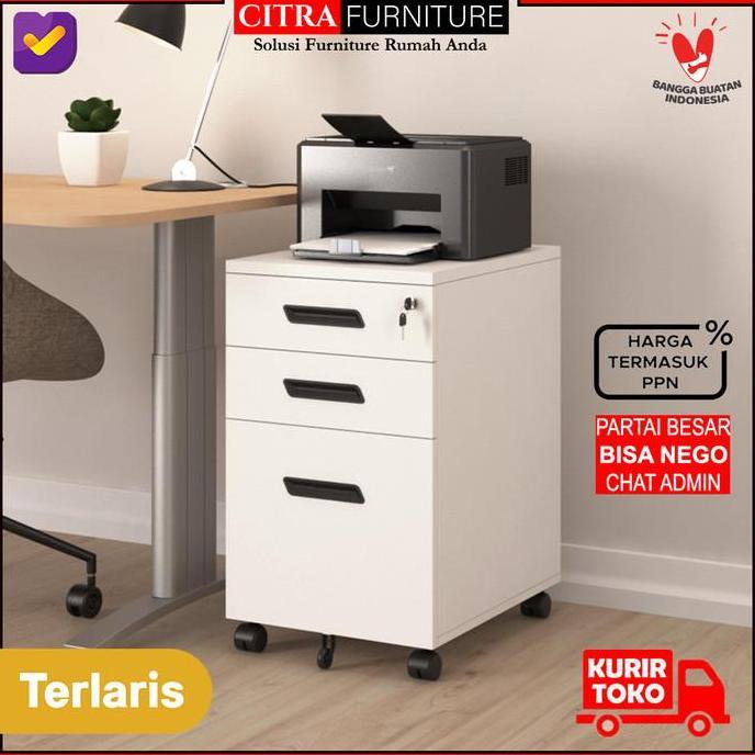 wamiskuni - shumo pedestal meja 3 laci drawer besi | cabinet laci meja roda | nakas roda besi mobile