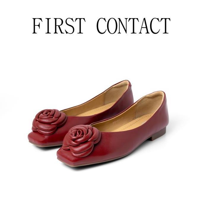 PREMIUM / First Contact Flat Shoes Wanita Vellora Merlot Rose Elegan Anti-Slip