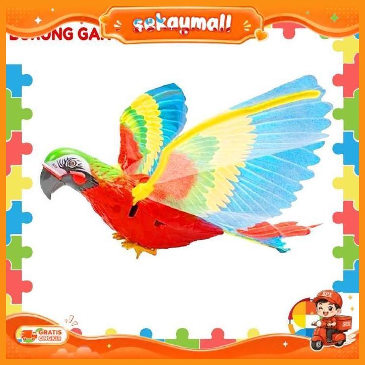 Mainan Burung Parrot Terbang /Mainan Burung Gantung Terbang Musik Big Promo