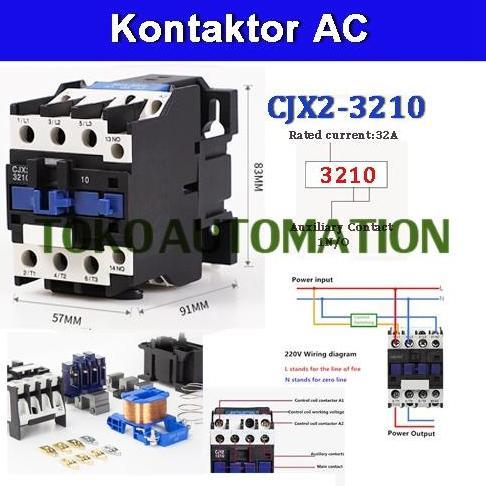 CJX2-3210 CJX2 3210 220V AC 32A 1NO CONTACTOR MOTOR STARTER RELAY SD59 AUTOMA